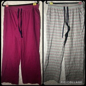Sleep Chic (2 pack) Striped Lounge Pants - Pink and Light Gray